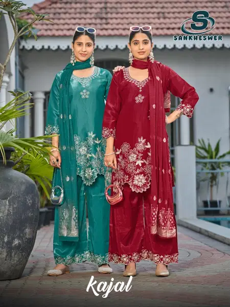 Kajal Vol 1 By Sankheswer Roman Silk Online Kurti With Bottom Dupatta Wholesale